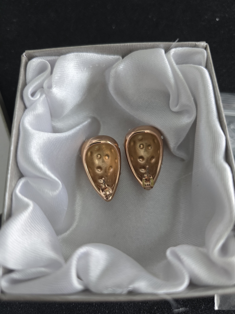 Rose Gold Teardrop Crystal Stud Earrings - Picture 6 of 9